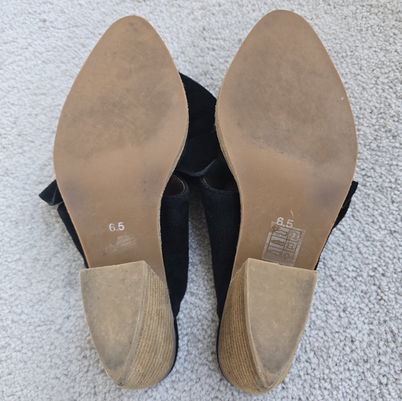 Jeffrey Campbell Cyrus Black Suede Bow Block Heel Mules 6.5 - Picture 5 of 9